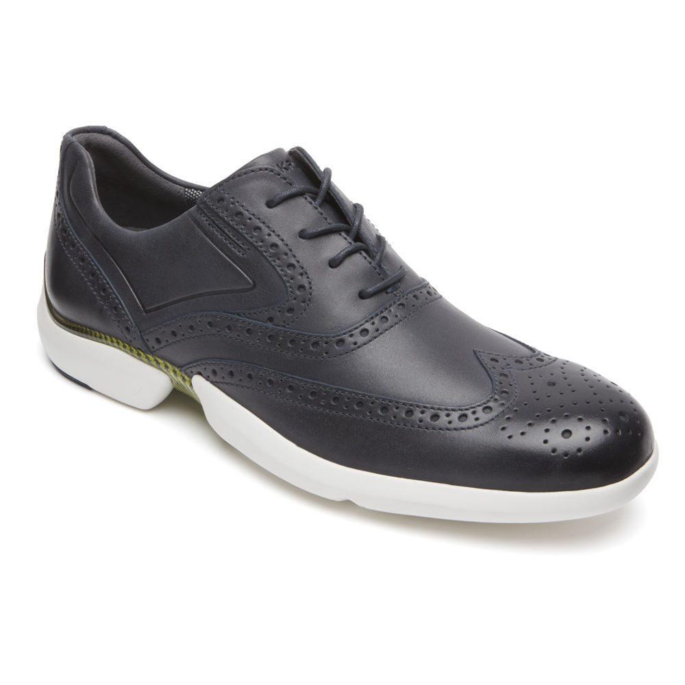 Rockport Mens Total Motion Advance Wingtip - Lace Up Blue - HUO089537